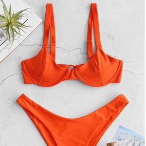 NWT ZAFUL Underwire Tie Balconette Bikini